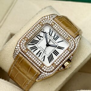 Cartier Santos 100 Medium, 18K Yellow Gold, Diamond  Ref.2878