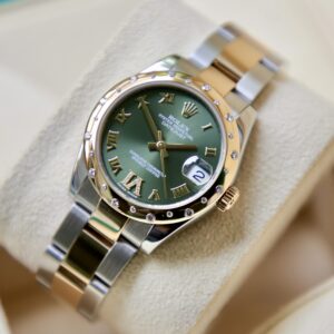 Rolex Datejust 31 Olive Dial ,Domed Diamond Set,18K 2Tone Ref.178343