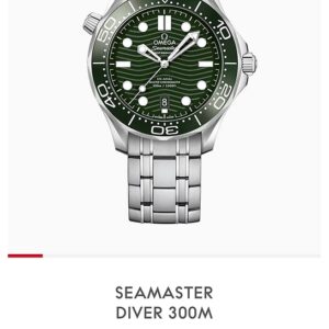 99.9% New! Omega Seamaster Diver 300M Green Bracelet + Rubber