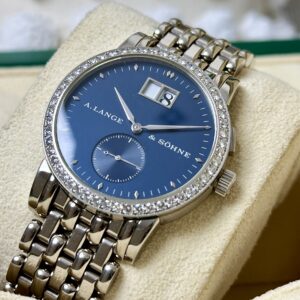 A. Lange & Sohne Saxonia 34mm 18K Full Whit gold & Diamond , Blue Dial