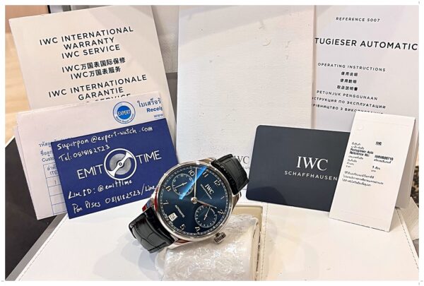 IWC Portugieser 7-Day 42mm Blue Dial เฟืองดำ - Image 8