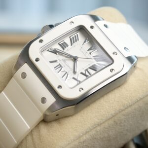 Cartier Santos 100 Medium White Rubber  Ref.W20122U2
