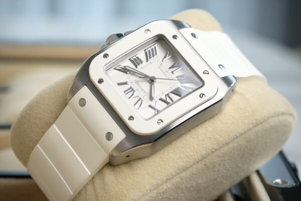 Cartier Santos 100 Medium White Rubber  Ref.W20122U2 - Image 2