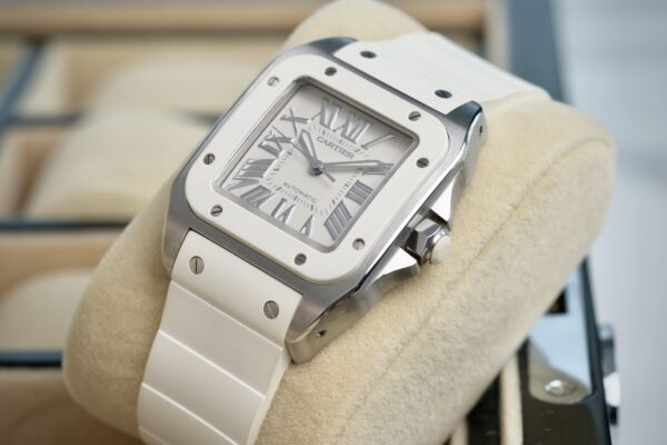 Cartier Santos 100 Medium White Rubber  Ref.W20122U2 - Image 3