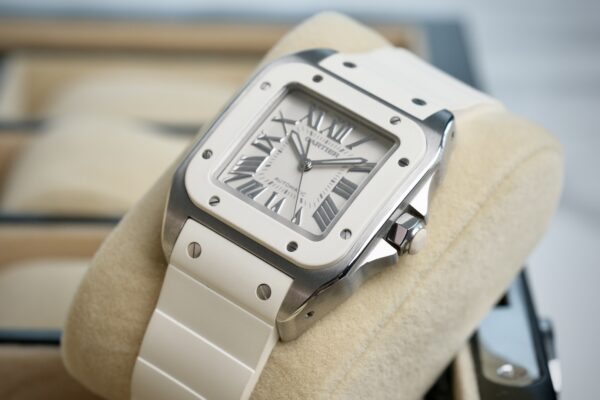 Cartier Santos 100 Medium White Rubber  Ref.W20122U2 - Image 5