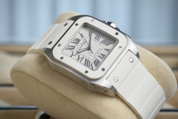Cartier Santos 100 Medium White Rubber  Ref.W20122U2 - Image 9