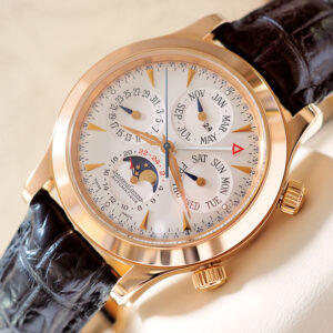 JLC Master Memovox Perpetual Calendar Alarm Pink Gold 41.5mm
